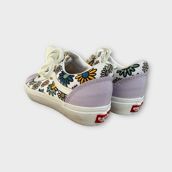 Vans Off The Wall Low Top Sneakers in White/Purple Floral Print, Size 7 - Picture 5 of 12